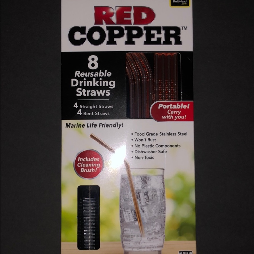 Copper Reusable Drinking Straws